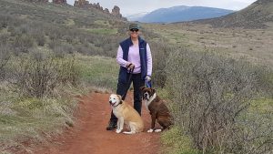 Jody at Devils Backbone with her two dogs